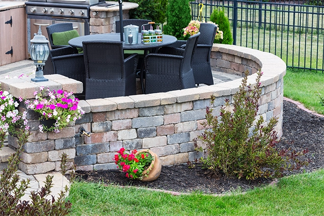 Retaining wall ideas for sloped backyard creates patio area Retaining wall ideas for sloped backyard creates patio area